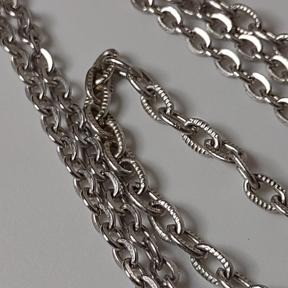 Silver Tone Sarah Coventry Vintage 2 Chain Necklace 30 Inches Long - Picture 7 of 9
